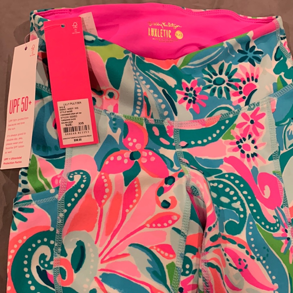 Lilly Pulitzer UPF 50 weekender crop turquoise oasis size xxs pants BNWT
